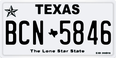 TX license plate BCN5846