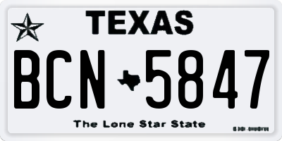 TX license plate BCN5847