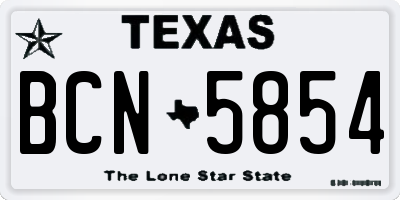 TX license plate BCN5854