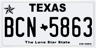 TX license plate BCN5863