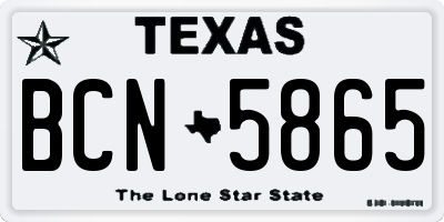 TX license plate BCN5865
