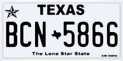 TX license plate BCN5866