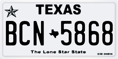 TX license plate BCN5868