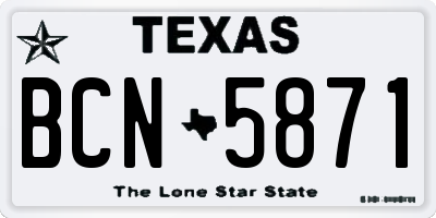 TX license plate BCN5871
