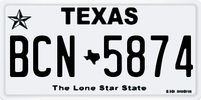 TX license plate BCN5874