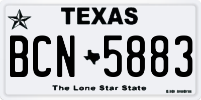 TX license plate BCN5883