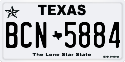 TX license plate BCN5884