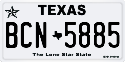 TX license plate BCN5885