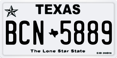TX license plate BCN5889