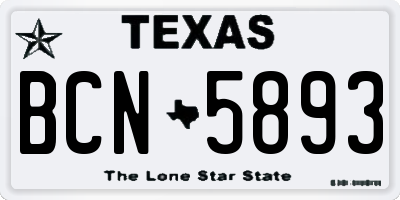 TX license plate BCN5893