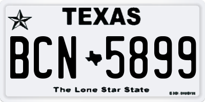TX license plate BCN5899