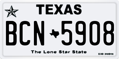 TX license plate BCN5908