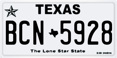 TX license plate BCN5928