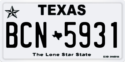 TX license plate BCN5931
