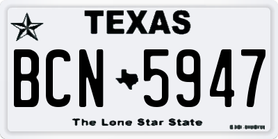 TX license plate BCN5947