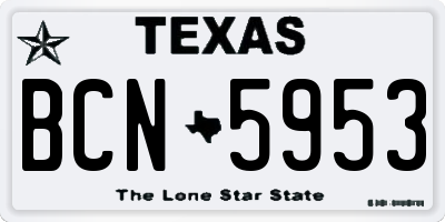 TX license plate BCN5953