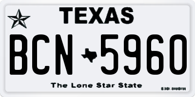 TX license plate BCN5960