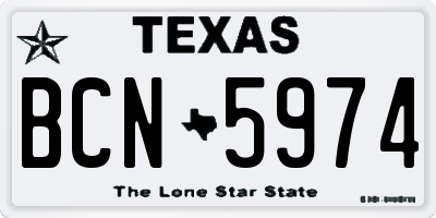 TX license plate BCN5974