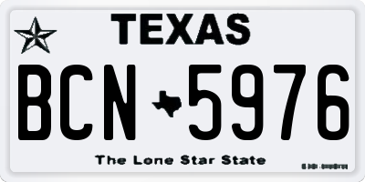 TX license plate BCN5976