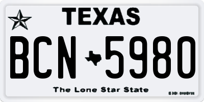 TX license plate BCN5980