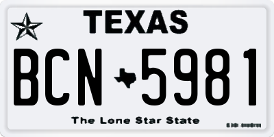 TX license plate BCN5981