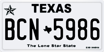 TX license plate BCN5986