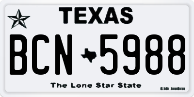 TX license plate BCN5988