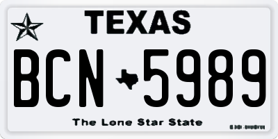 TX license plate BCN5989