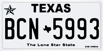 TX license plate BCN5993