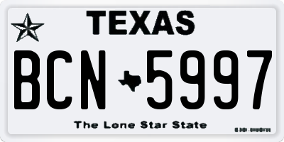 TX license plate BCN5997