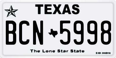 TX license plate BCN5998