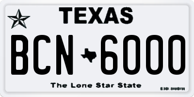 TX license plate BCN6000
