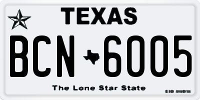 TX license plate BCN6005