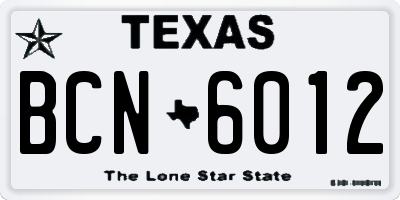 TX license plate BCN6012