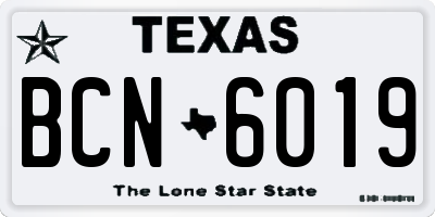 TX license plate BCN6019
