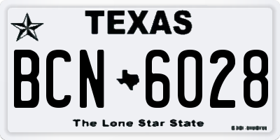 TX license plate BCN6028