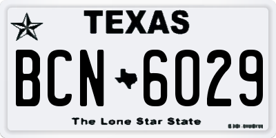 TX license plate BCN6029