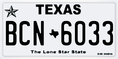 TX license plate BCN6033