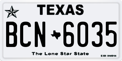 TX license plate BCN6035