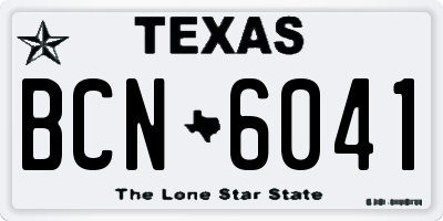 TX license plate BCN6041