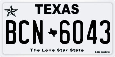 TX license plate BCN6043