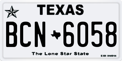 TX license plate BCN6058