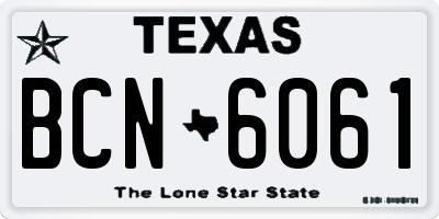 TX license plate BCN6061