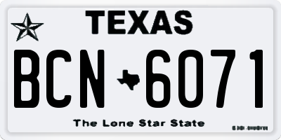 TX license plate BCN6071