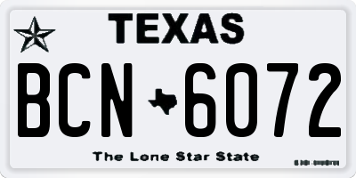 TX license plate BCN6072