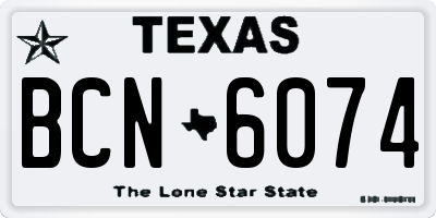 TX license plate BCN6074