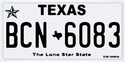 TX license plate BCN6083