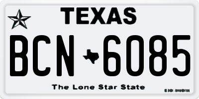 TX license plate BCN6085