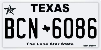TX license plate BCN6086