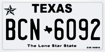 TX license plate BCN6092